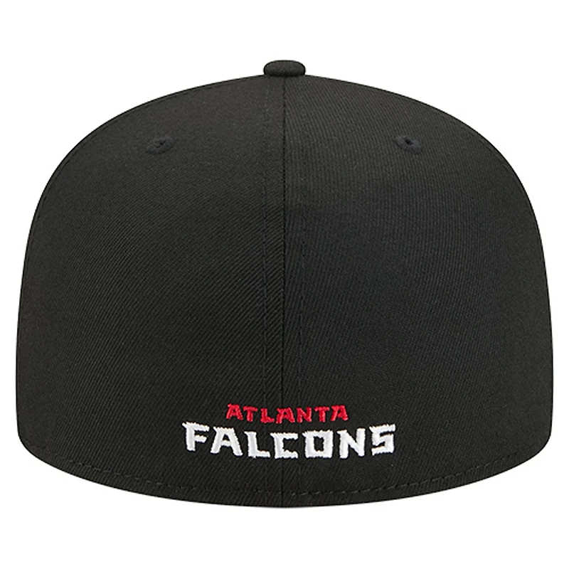 Casquette ajustée noire Atlanta Falcons Overlap Wordmark 59FIFTY pour homme de New Era