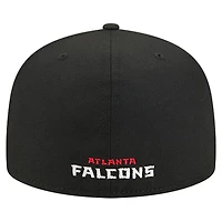 Casquette ajustée noire Atlanta Falcons Overlap Wordmark 59FIFTY pour homme de New Era