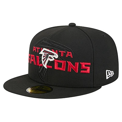 Men's New Era  Black Atlanta Falcons Overlap Wordmark 59FIFTY Fitted Hat