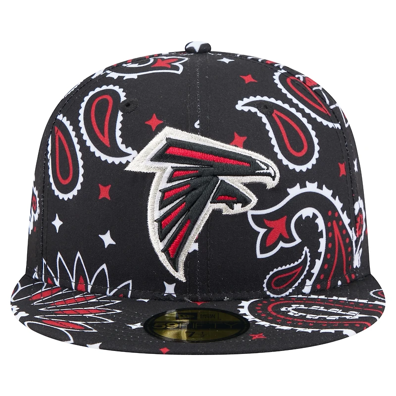 Casquette ajustée 59FIFTY noire à imprimé cachemire des Falcons d'Atlanta de New Era pour homme