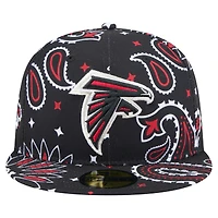 Casquette ajustée 59FIFTY noire à imprimé cachemire des Falcons d'Atlanta de New Era pour homme