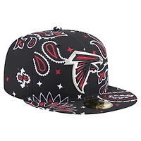 Casquette ajustée 59FIFTY noire à imprimé cachemire des Falcons d'Atlanta de New Era pour homme