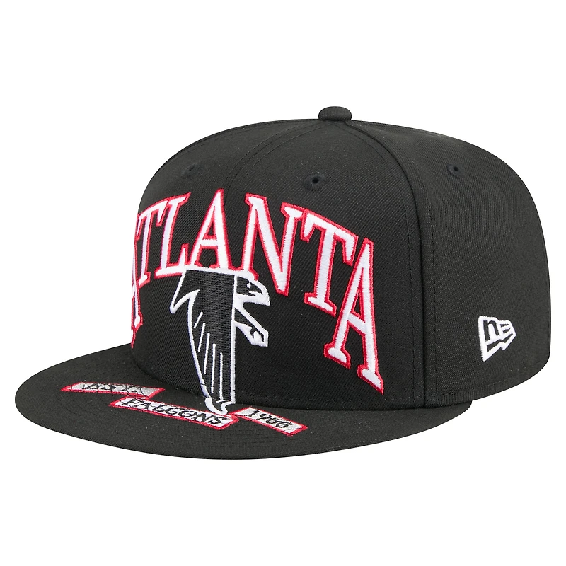 Men's New Era Black Atlanta Falcons Throwback Oversized 59FIFTY Fitted Hat