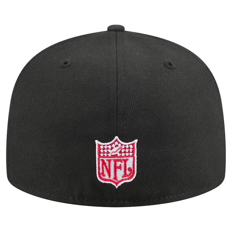 Men's New Era Black Atlanta Falcons Throwback Oversized 59FIFTY Fitted Hat