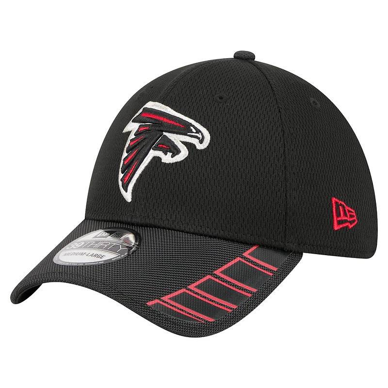 Casquette New Era noire Atlanta Falcons Visor Hit 39THIRTY Flex pour homme