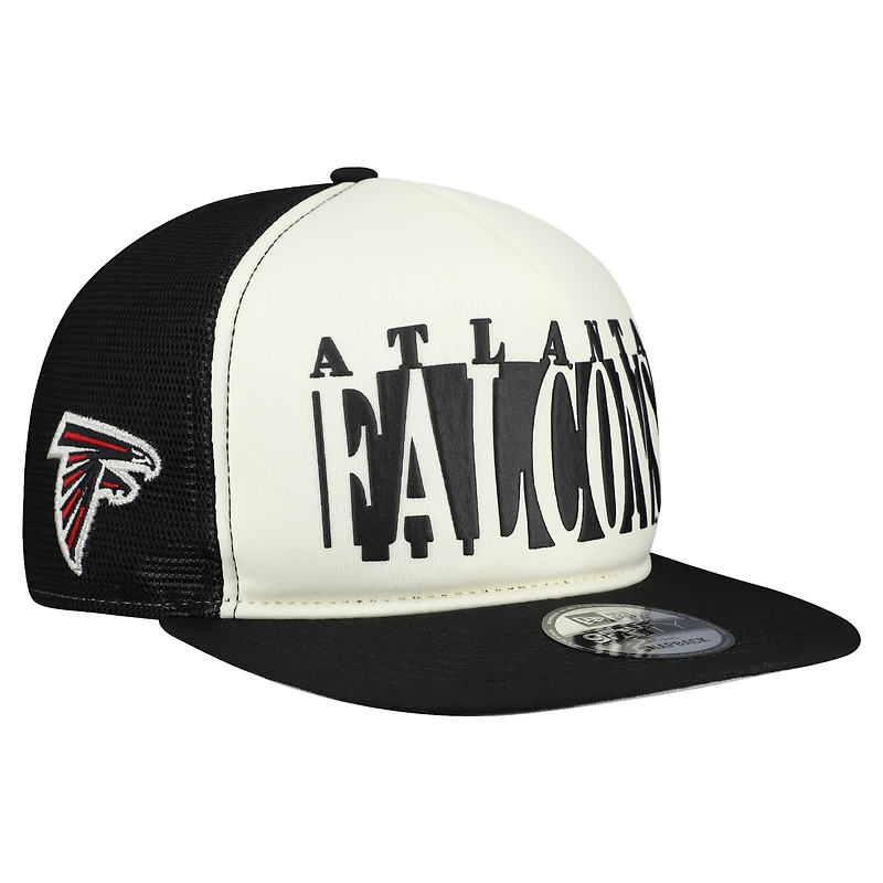 Men's New Era Cream/Black Atlanta Falcons Cutout A-Frame 9FIFTY Snapback Hat