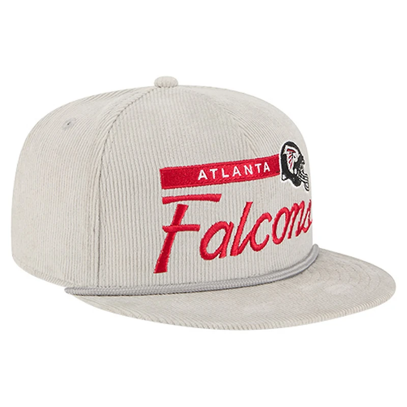 Casquette snapback 9FIFTY en velours côtelé gris New Era pour homme, des Falcons d'Atlanta