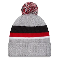 Bonnet en tricot à revers des Atlanta Falcons New Era pour hommes, gris chiné, avec pompon