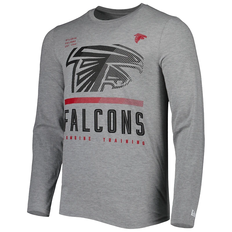 Men's New Era Heathered Gray Atlanta Falcons Combine Authentic Red Zone Long Sleeve T-Shirt
