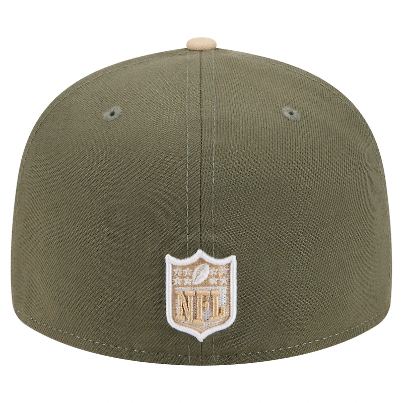 Casquette ajustée 59FIFTY à panneaux fendus pour homme, color-pack, beige clair/olive, des Falcons d'Atlanta, New Era