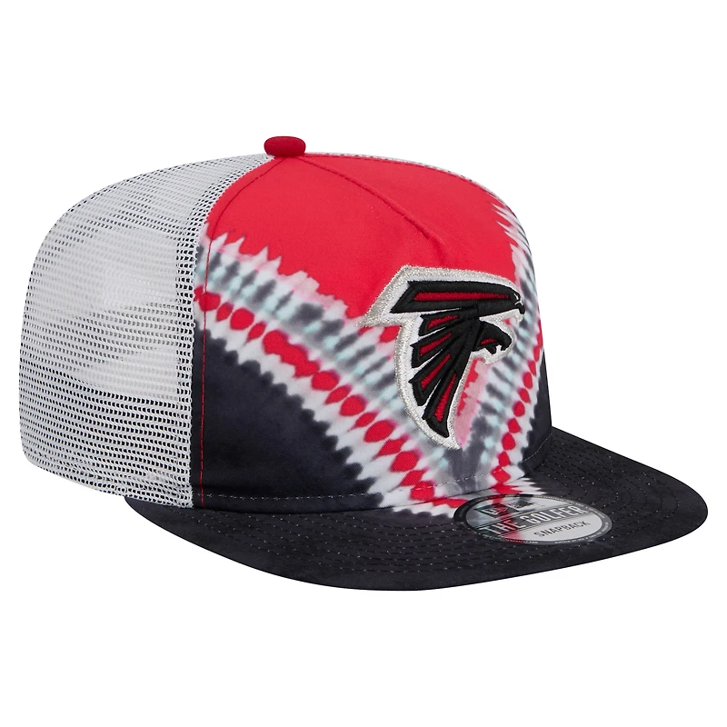 Men's New Era Red/Black Atlanta Falcons Throwback Dye Golfer Snapback Hat