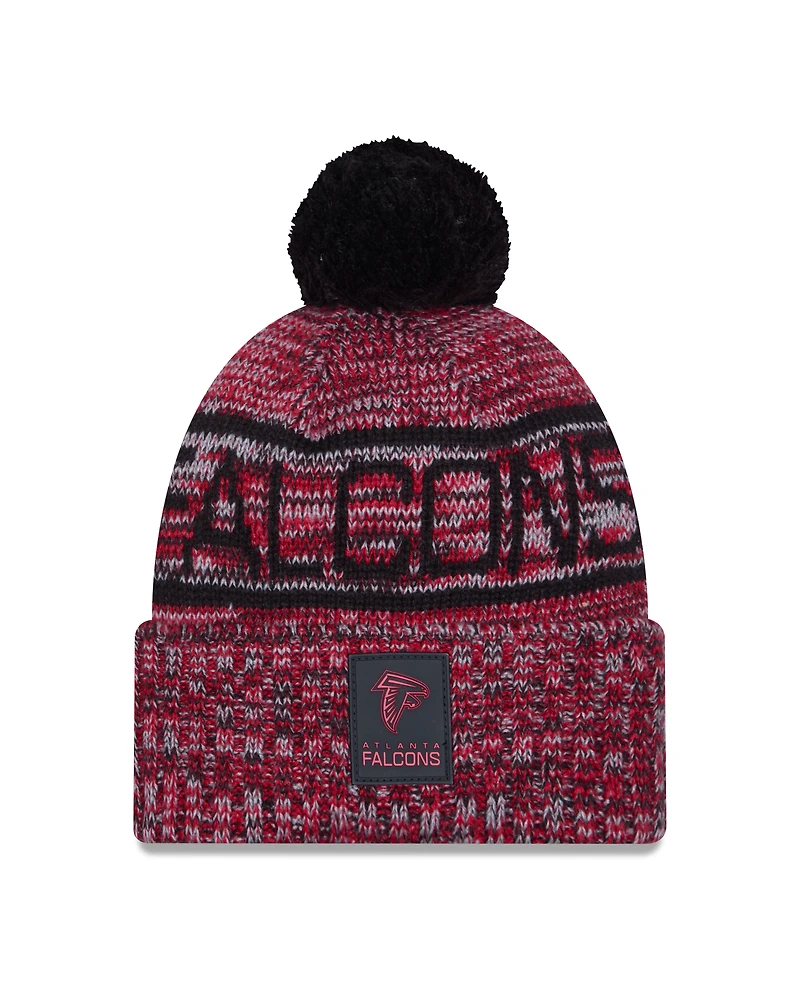 Men's New Era Red Atlanta Falcons 2025 Sideline Cold Weather Cuffed Knit Hat with Pom