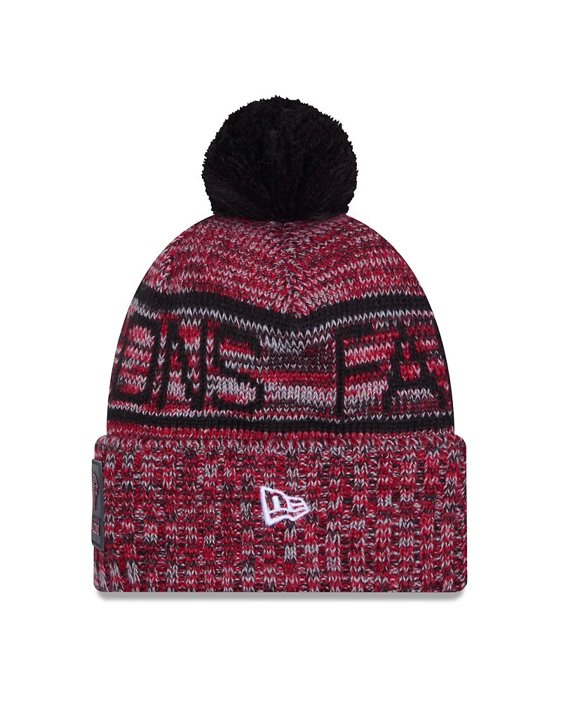 Men's New Era Red Atlanta Falcons 2025 Sideline Cold Weather Cuffed Knit Hat with Pom