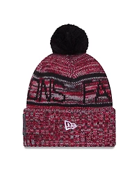 Men's New Era Red Atlanta Falcons 2025 Sideline Cold Weather Cuffed Knit Hat with Pom