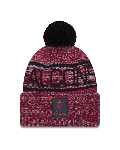 Men's New Era Red Atlanta Falcons 2025 Sideline Cold Weather Cuffed Knit Hat with Pom