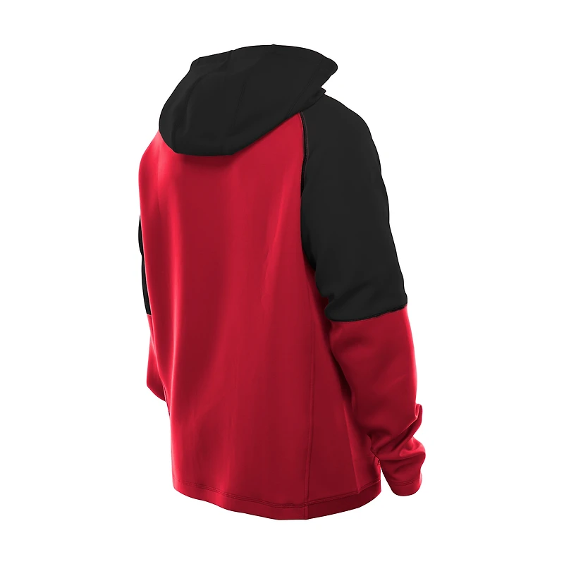 Men's New Era  Red Atlanta Falcons Combine Authentic Color Block Raglan Pullover Hoodie