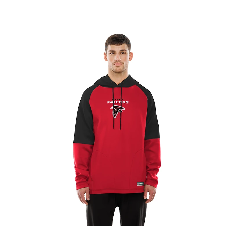 Sweat à capuche raglan rouge blocs de couleurs authentiques des Falcons d'Atlanta New Era pour homme