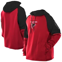 Sweat à capuche raglan rouge blocs de couleurs authentiques des Falcons d'Atlanta New Era pour homme