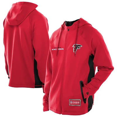 Sweat à capuche entièrement zippé rouge Atlanta Falcons Combine Authentic Raglan Scuba pour homme de New Era