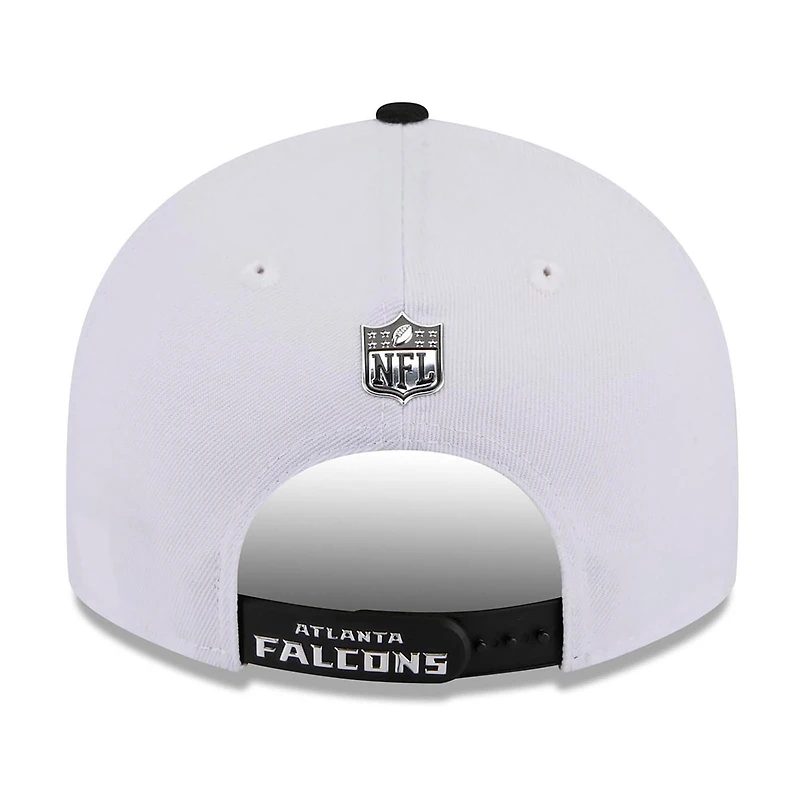 Casquette snapback New Era blanche et noire Atlanta Falcons, édition spéciale NFL Draft 2026, modèle 9FIFTY pré-courbé pour homme