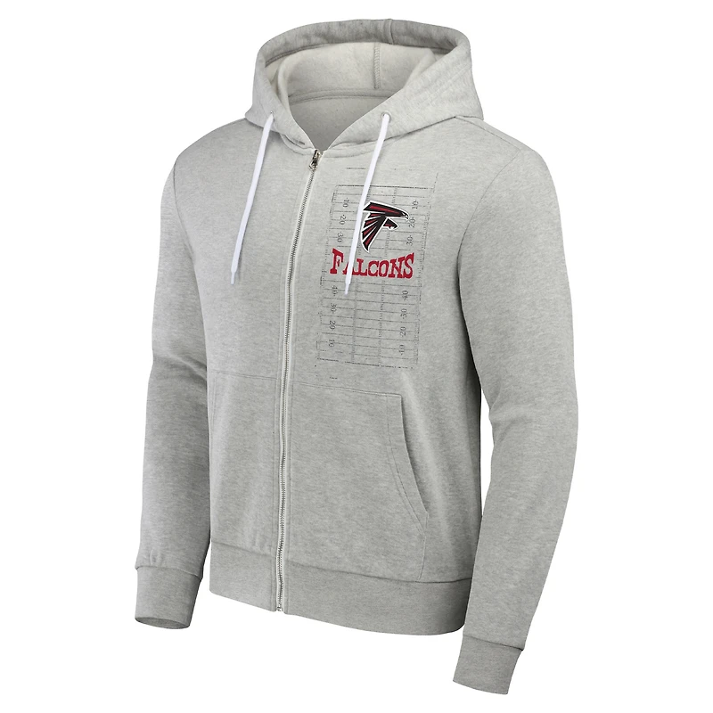 Sweat à capuche entièrement zippé pour homme de la collection NFL x Darius Rucker Fanatics, gris chiné, Atlanta Falcons