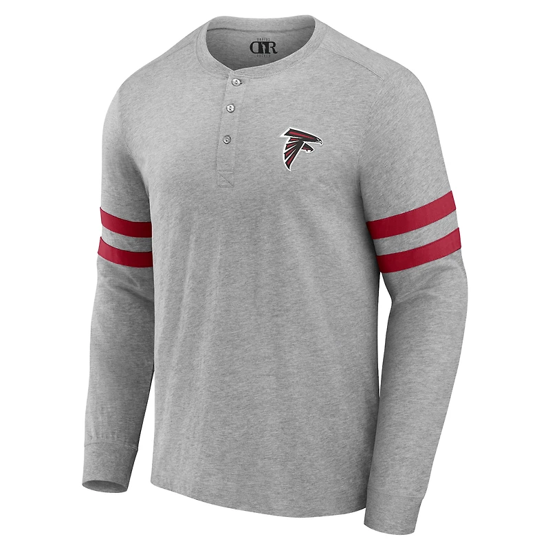 T-shirt à manches longues Henley gris chiné pour homme de la collection NFL x Darius Rucker Fanatics Atlanta Falcons