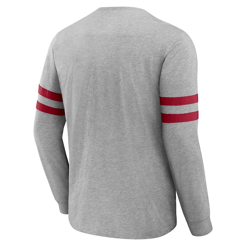 T-shirt à manches longues Henley gris chiné pour homme de la collection NFL x Darius Rucker Fanatics Atlanta Falcons