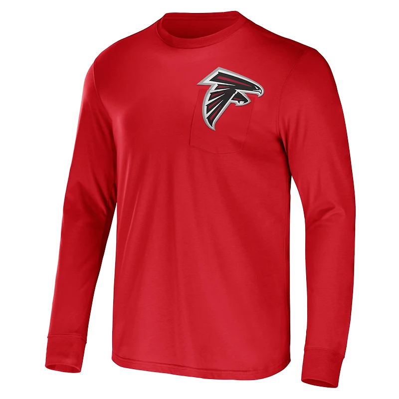 Collection NFL x Darius Rucker pour hommes par Fanatics T-shirt rouge à poche manches longues de l'équipe des Falcons d'Atlanta