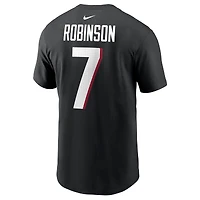 T-shirt Nike Bijan Robinson pour homme avec nom et numéro de joueur des Falcons d'Atlanta noir