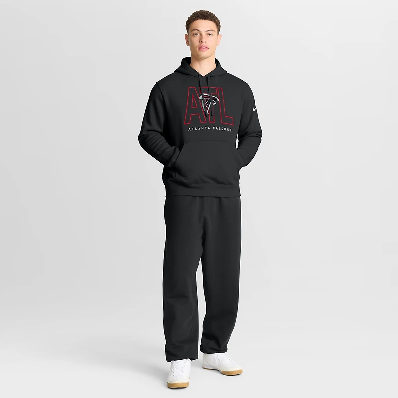 Sweat à capuche en molleton Nike Atlanta Falcons Busted Play Club pour homme, noir