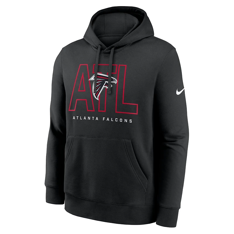 Sweat à capuche en molleton Nike Atlanta Falcons Busted Play Club pour homme, noir