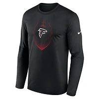 T-shirt Nike noir à manches longues pour homme, modèle Icon Legend Performance des Falcons d'Atlanta