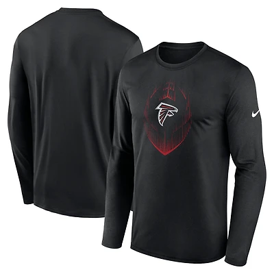 T-shirt Nike noir à manches longues pour homme, modèle Icon Legend Performance des Falcons d'Atlanta
