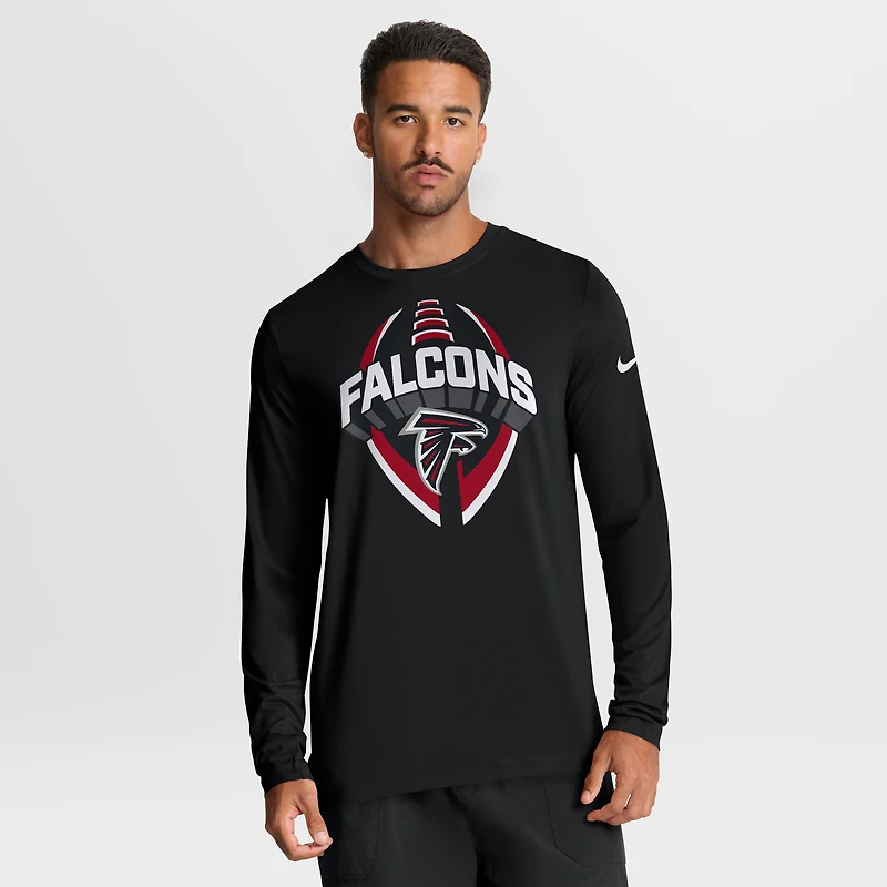 T-shirt Nike noir à manches longues Atlanta Falcons Primetime Legend Icon Performance pour homme