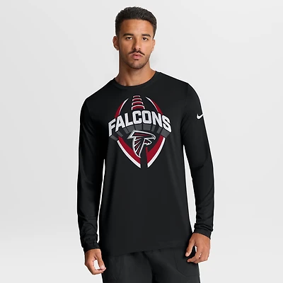 T-shirt Nike noir à manches longues Atlanta Falcons Primetime Legend Icon Performance pour homme