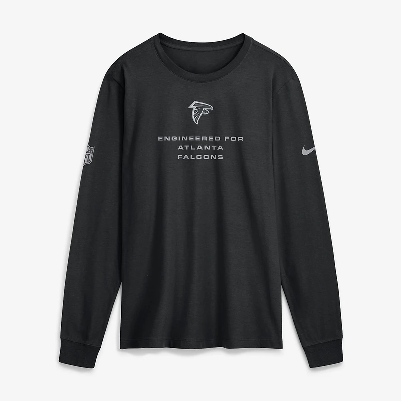 T-shirt à manches longues Nike Atlanta Falcons Sideline Bold Arch Star Dri-FIT noir pour homme