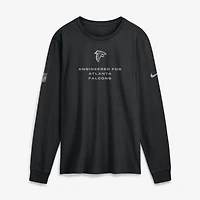 T-shirt à manches longues Nike Atlanta Falcons Sideline Bold Arch Star Dri-FIT noir pour homme