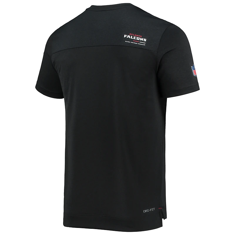 Men's Nike Black Atlanta Falcons Sideline Coach Chevron Lock Up Logo V-Neck Performance T-Shirt