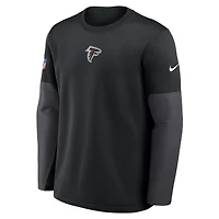 T-shirt Nike noir à manches longues Therma-FIT pour homme, motif coach des Falcons d'Atlanta