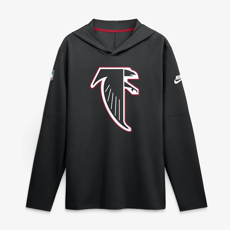 T-shirt à capuche manches longues Nike Atlanta Falcons Sideline Dri-FIT noir pour homme