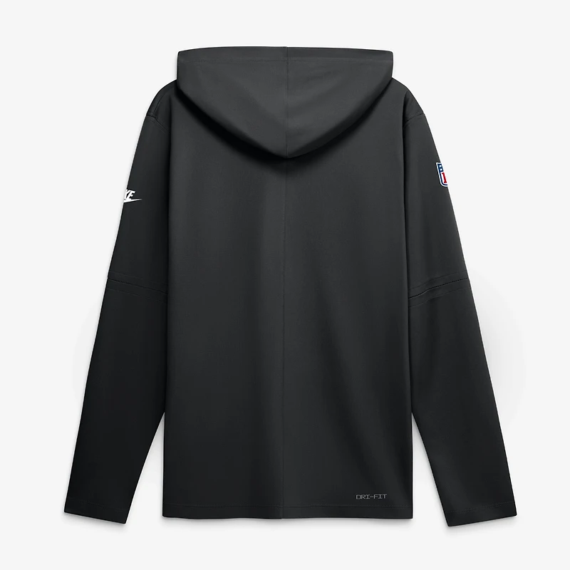 T-shirt à capuche manches longues Nike Atlanta Falcons Sideline Dri-FIT noir pour homme