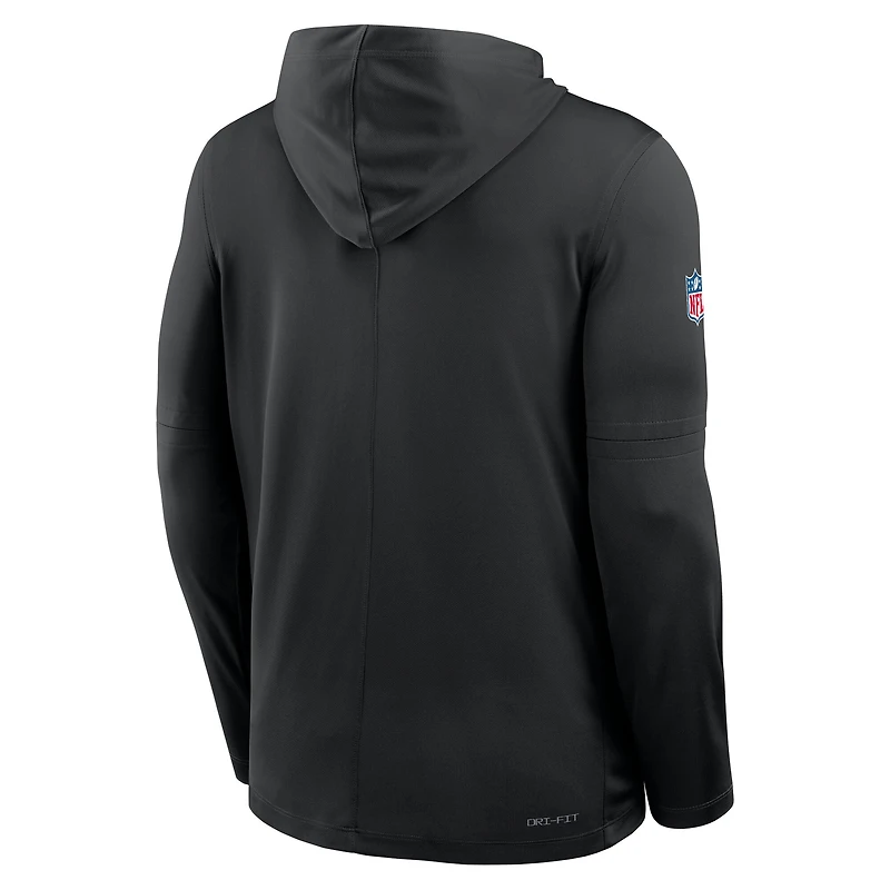 T-shirt à capuche manches longues Nike Atlanta Falcons Sideline Dri-FIT noir pour homme