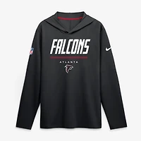 Haut à capuche léger manches longues Nike Atlanta Falcons Sideline pour homme, noir, avec technologie Dri-FIT.