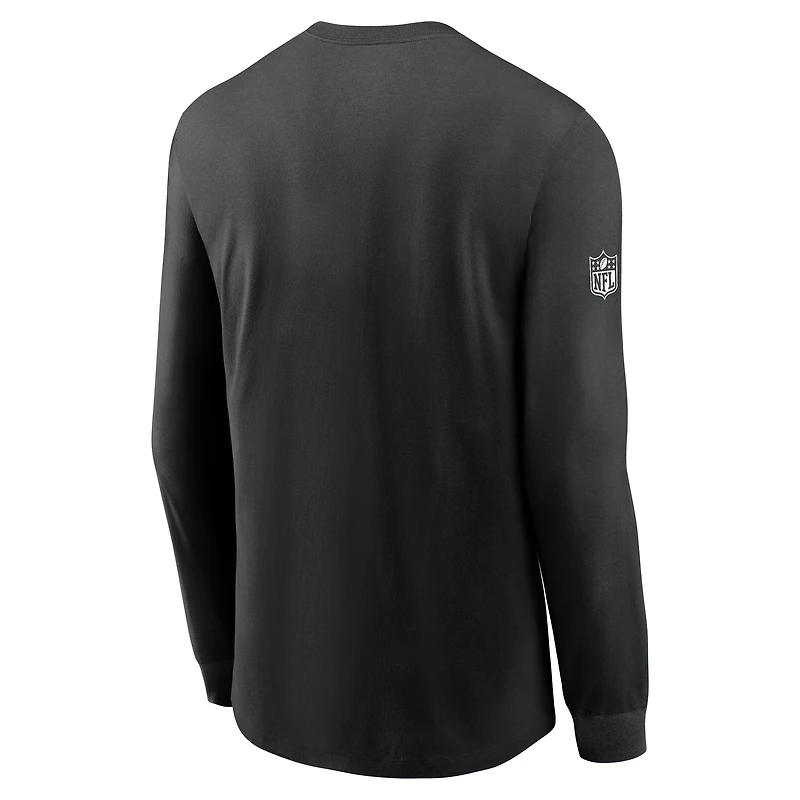 T-shirt Nike noir à manches longues pour homme, coupe athlétique, des Falcons d'Atlanta