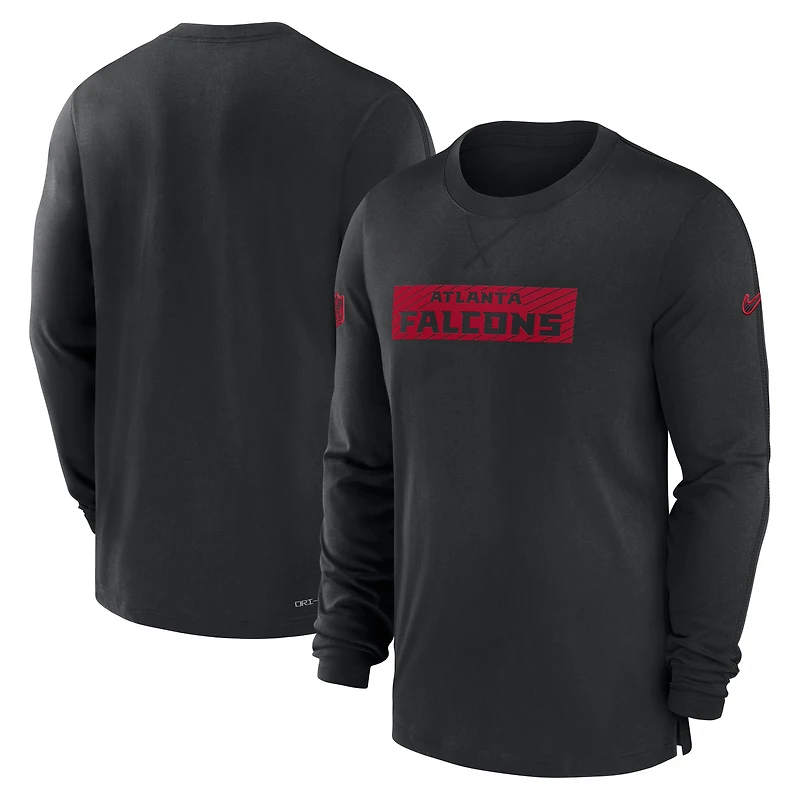 T-shirt à manches longues Nike noir Atlanta Falcons Sideline Player Performance pour homme