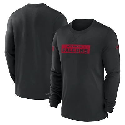 T-shirt à manches longues Nike noir Atlanta Falcons Sideline Player Performance pour homme