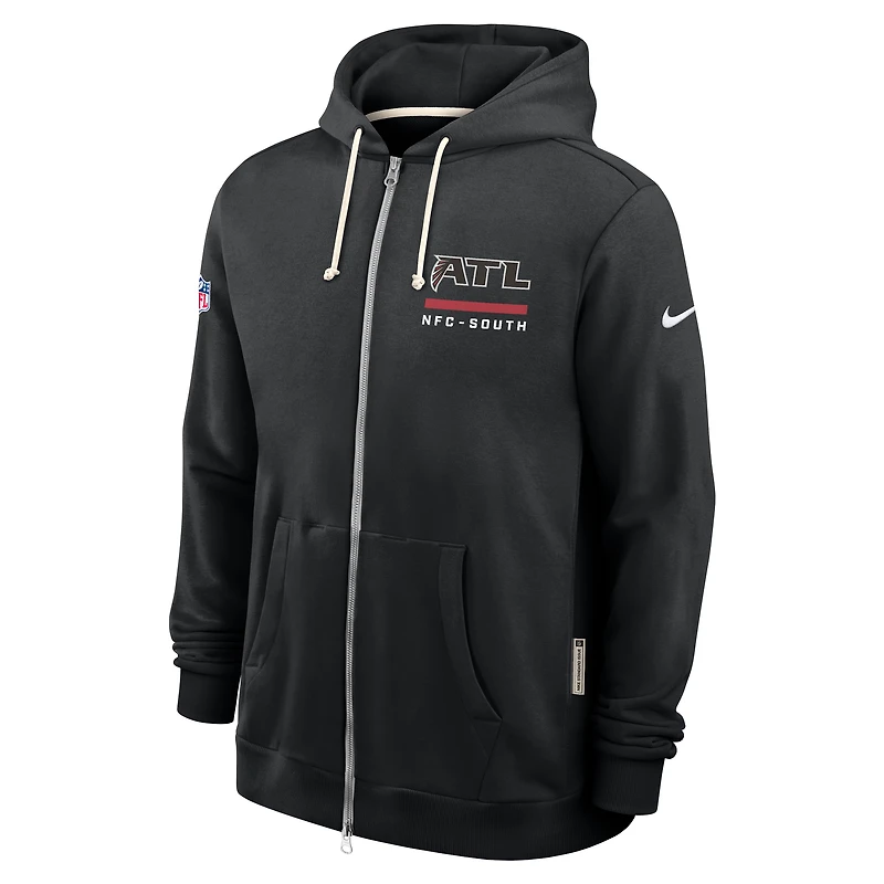 Sweat à capuche Nike noir Atlanta Falcons Sideline Utility Player Dri-FIT pour homme, entièrement zippé