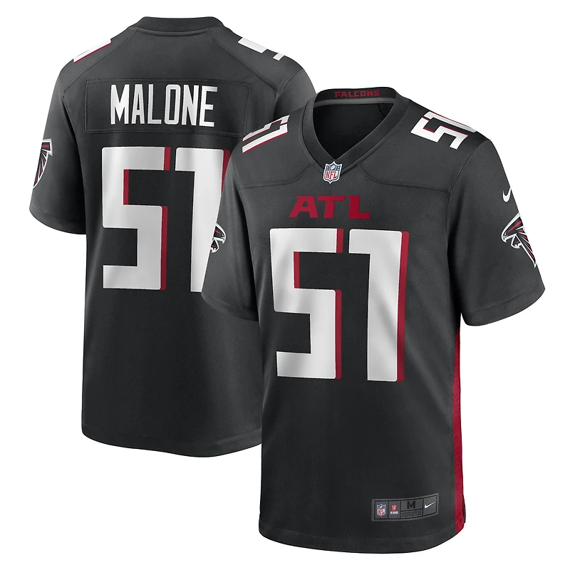 Maillot de joueur match des Falcons d'Atlanta Nike noir DeAngelo Malone pour hommes