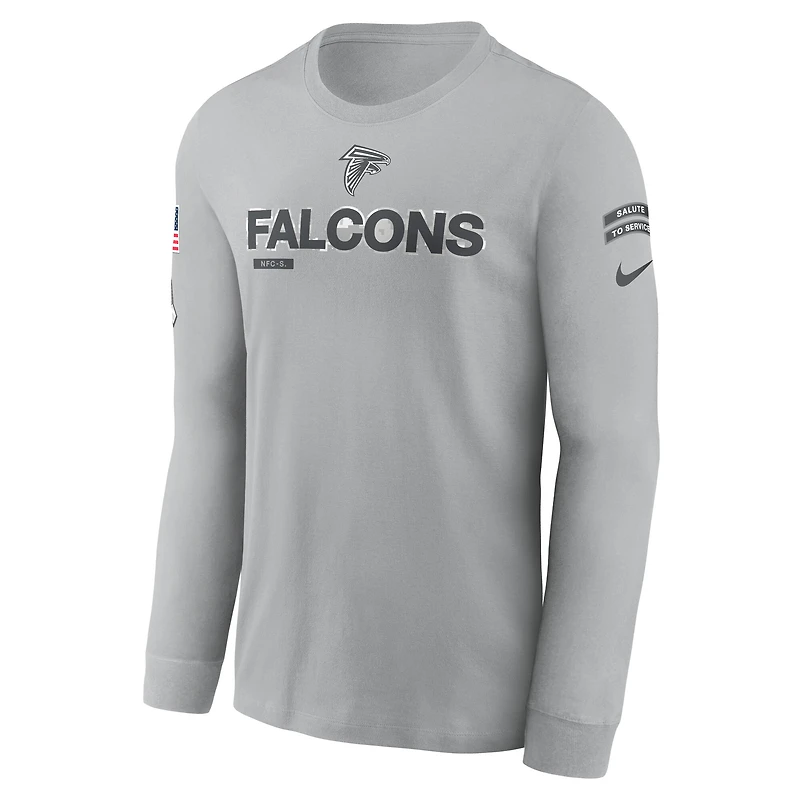 T-shirt à manches longues Nike Atlanta Falcons 2024 Salute To Service pour homme Gris