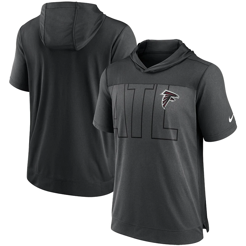 T-shirt à capuche Performance Atlanta Falcons Nike anthracite chiné/noir pour homme